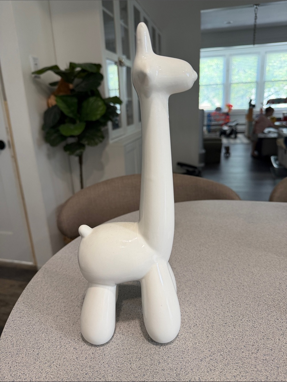 White Ceramic Giraffe Figurine Home Art